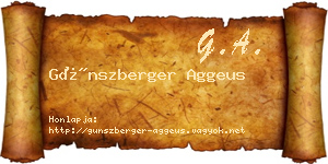 Günszberger Aggeus névjegykártya